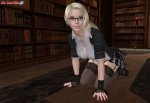 Sexy student nerd in a library