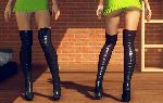 Knee high leather heels for seduction in porn game