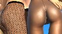 Round butts in fishnets stockings and black pantyhose
