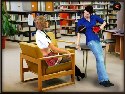 Dirty schoolgirl seduces a boy in a library
